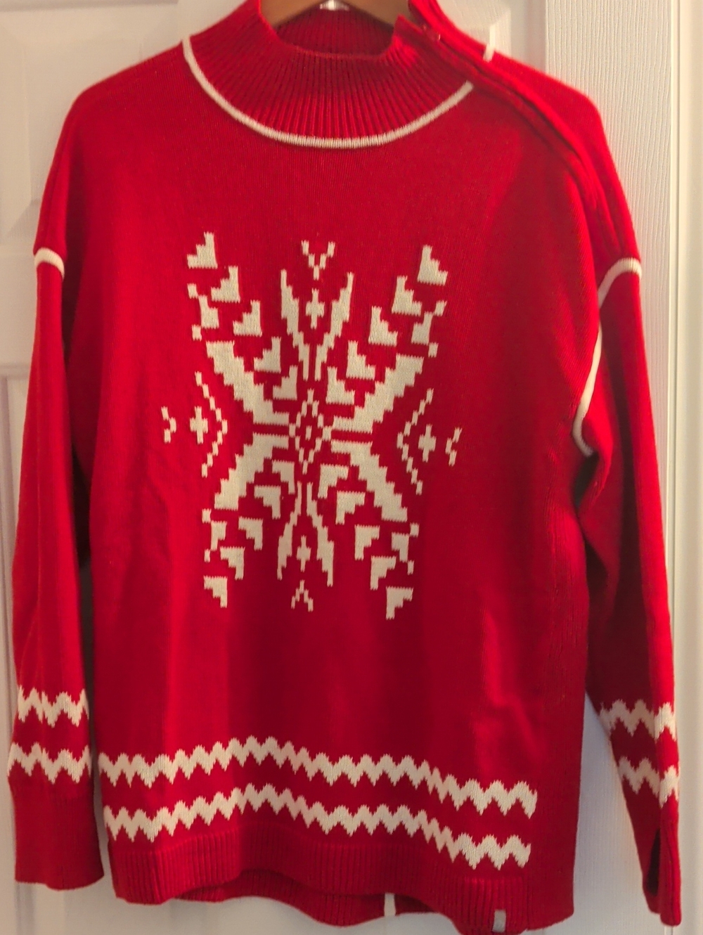 Talbots Red & White Snowflake Sweater 1X